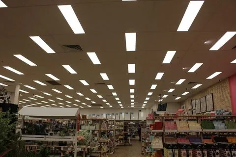 Ceiling lighting across the Kaisercraft store floor, installed by Flowsmart Electrical